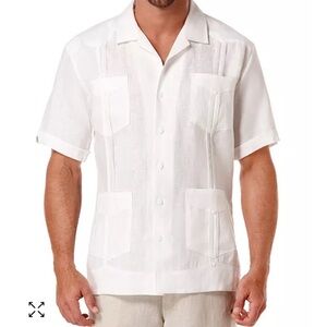 Cubavera Men's Short-Sleeve 4-Pocket 100% Linen  Guayabera Shirt Sz 4X White